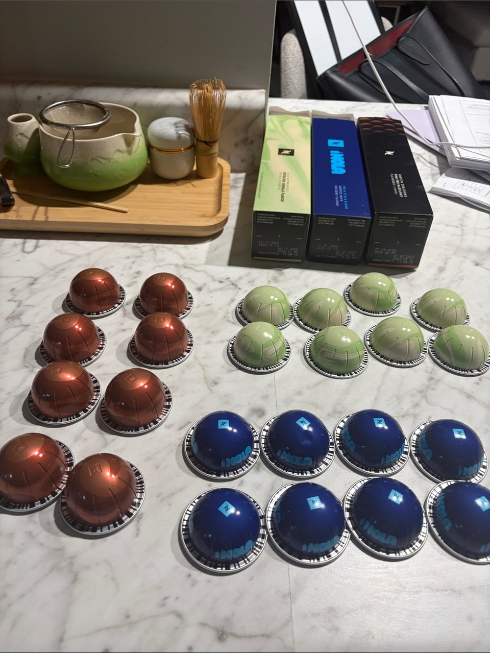 Pistachio vanilla, hazelnut  and Nola coffee nespresso pods